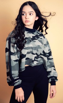 Click for more information about Camo Mock Neck Crop