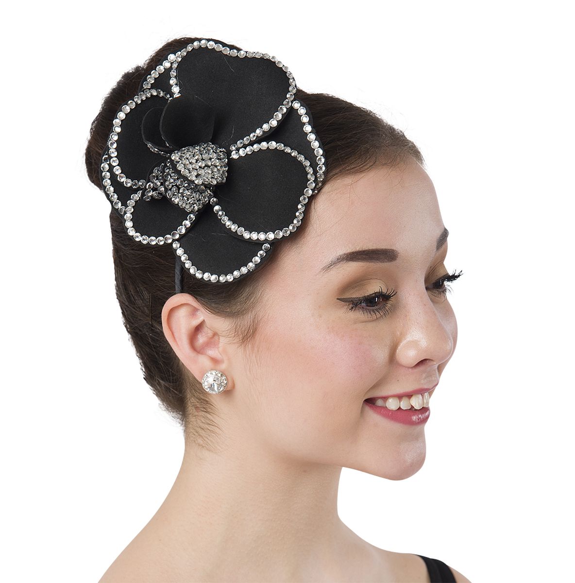 RHINESTONE FLORAL HEADBAND (BLACK)